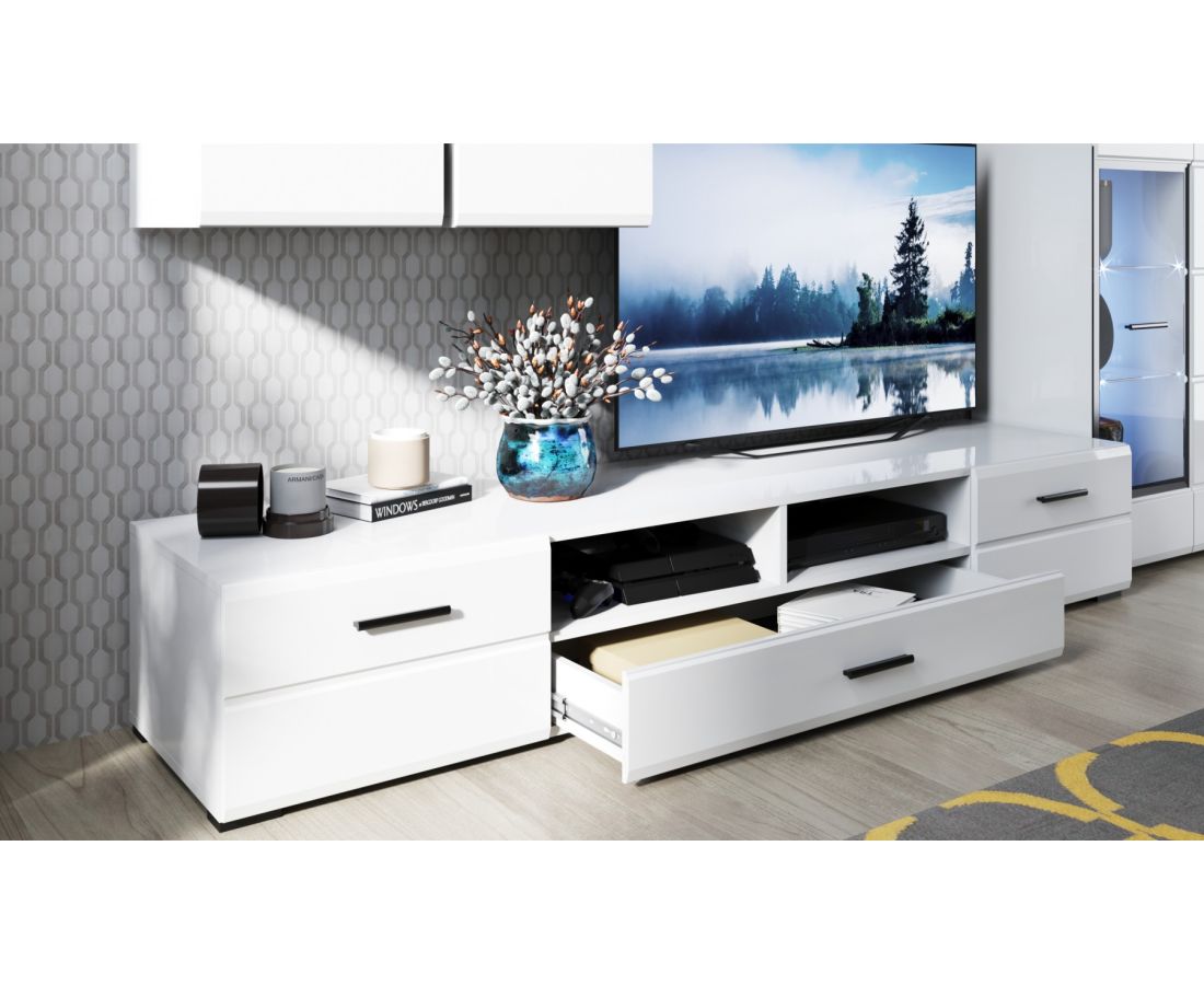 нэнси new тумба тв 2дв 1ящ белый глянец холодный белый